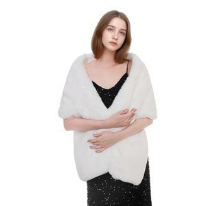 Elegant Faux Fur Wrap Shawl, White, Rectangle Shape, Bridal Wedding Formal😉